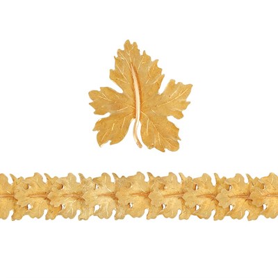 Lot 288 - Gold Leaf Bracelet, Gianmaria Buccellati, and Leaf Clip-Brooch, Buccellati