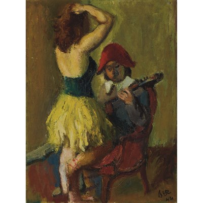 Lot 28 - Iosif Iser Romanian, 1881-1958 Harlequin and...