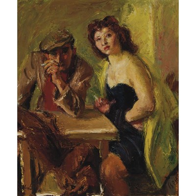 Lot 27 - Iosif Iser Romanian, 1881-1958 Couple in a...