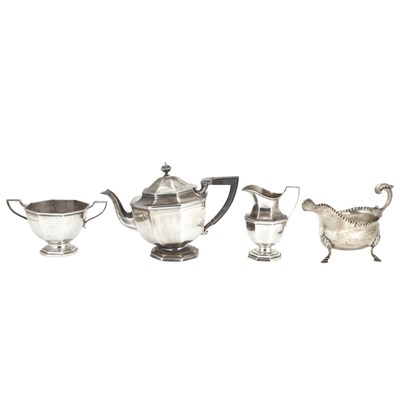 Lot 276 - English Silver Three-Piece Tea Service Mappin...