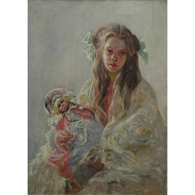 Lot 53 - American School 19th/20th Century Girl with a...