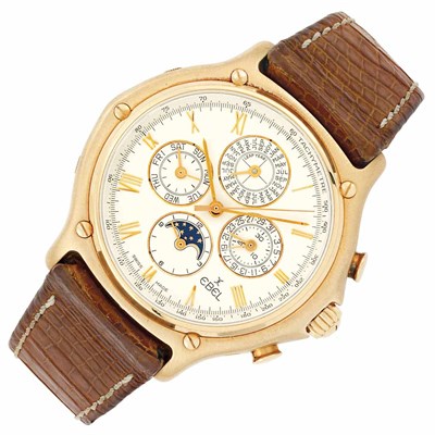 Lot 32 - Gentleman's Rose Gold Perpetual Calendar Chronograph Wristwatch, Ebel