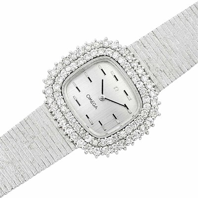 Lot 340 - Lady's White Gold and Diamond Wristwatch, Omega
