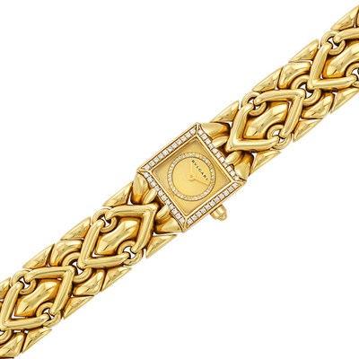 Lot 1 - Gold and Diamond 'Trika' Wristwatch, Bulgari