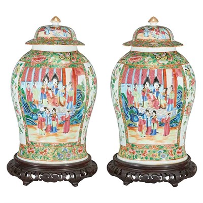 Lot 110 - Pair of Chinese Famille Rose Porcelain Vases...