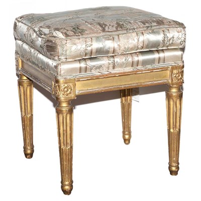 Lot 100 - Louis XVI Style Giltwood Tabouret The padded...