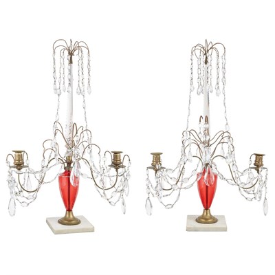 Lot 562 - Pair of Baltic Red Glass Metal Mounted...