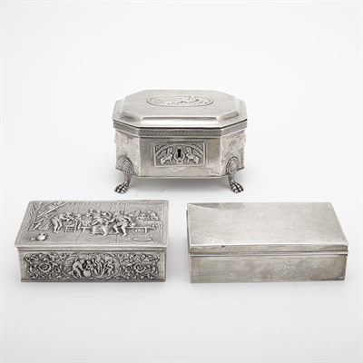 Lot 201 - Group of Three Silver Cigar Boxes Comprising a...