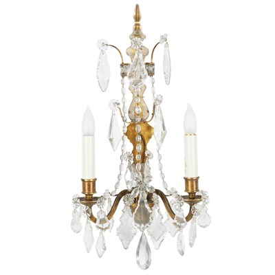 Lot 416 - Set of Four Gilt-Metal and Cut Glass Sconces...