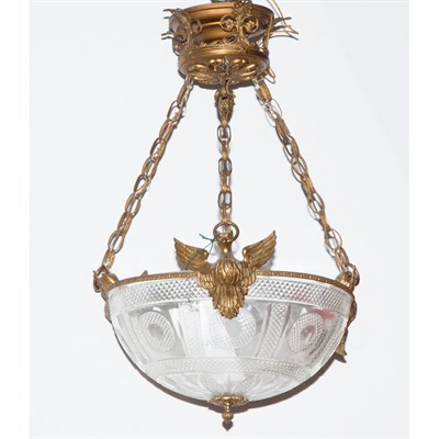 Lot 340 - Empire Style Gilt-Metal and Pressed Glass...