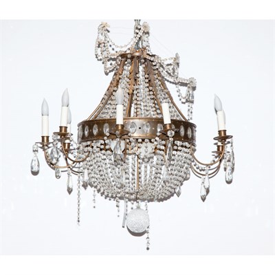 Lot 344 - Neoclassical Style Gilt-Metal and Beaded Glass...