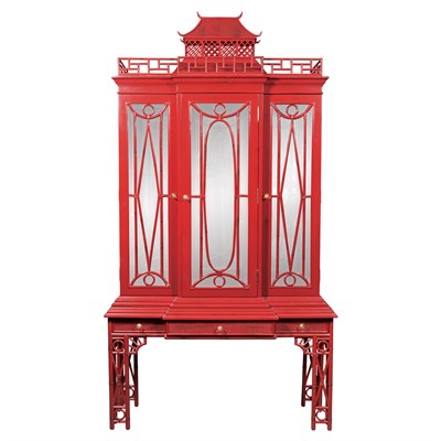 Lot 277 - Chinese Style Red Lacquered Cabinet Jardins en...