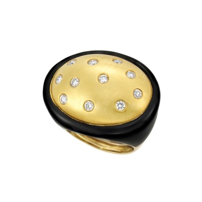 Lot 93 - Gold, Diamond and Black Enamel Ring, Andrew Clunn