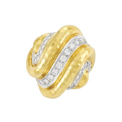Lot 233 - Hammered Gold, Platinum and Diamond Ring, Andrew Clunn