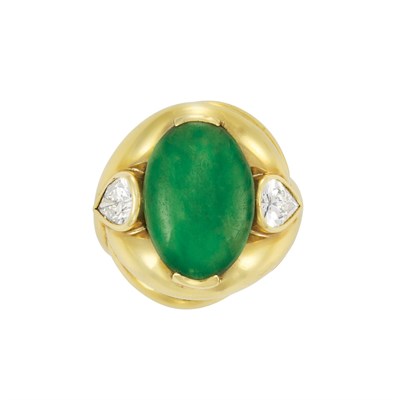 Lot 36 - Gold, Jade and Diamond Ring, Andrew Clunn