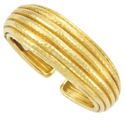 Lot 20 - Hammered Gold Bangle Bracelet, Andrew Clunn