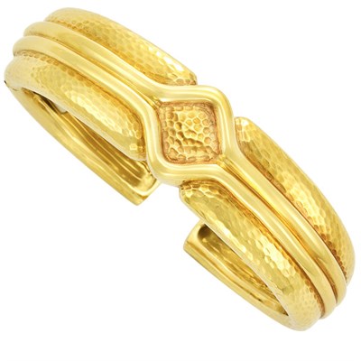Lot 32 - Hammered Gold Bangle Bracelet, Andrew Clunn