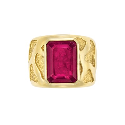Lot 131 - Wide Gold and Rubellite Band Ring, Andrew Clunn