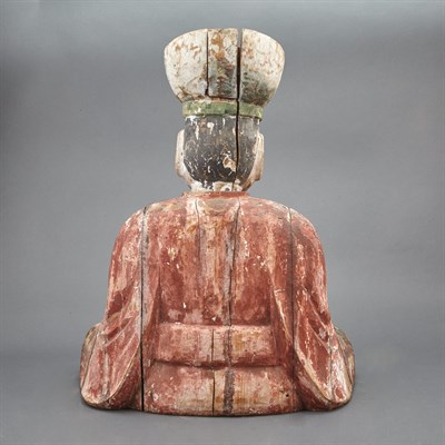 Lot 27 - Japanese Painted Wood Figure of an Official...