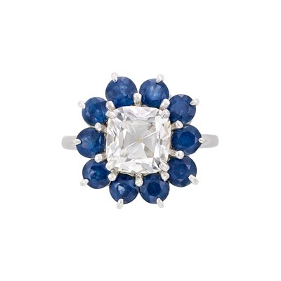 Lot 337 - Platinum, Diamond and Sapphire Ring, Cartier
