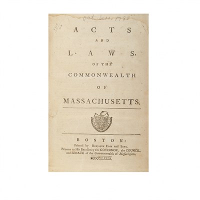 Lot 112 - [MASSACHUSETTS] Acts and Laws of the...