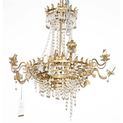 Lot 345 - Neoclassical Style Brass and Glass Eight-Light...