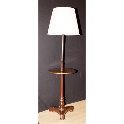 Lot 245 - Mahogany Floor Lamp With a shelf at mid height....