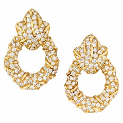 Lot 367 - Pair of Gold and Diamond Earrings, Cartier
