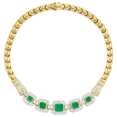Lot 249 - Gold, Platinum, Emerald and Diamond Necklace, David Webb