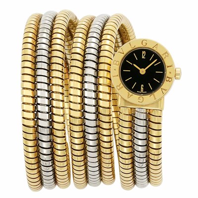 Lot 3 - Two-Color Gold 'Serpenti' Wristwatch, Bulgari