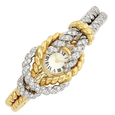 Lot 87 - Gold, Platinum and Diamond Bracelet-Watch, Verdura, France