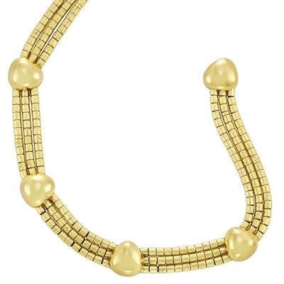 Lot 30 - Triple Strand Hammered Gold Necklace, Elizabeth Gage