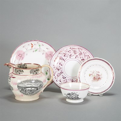 Lot 182 - Group of Pink Lustre Decorated Articles 19th...