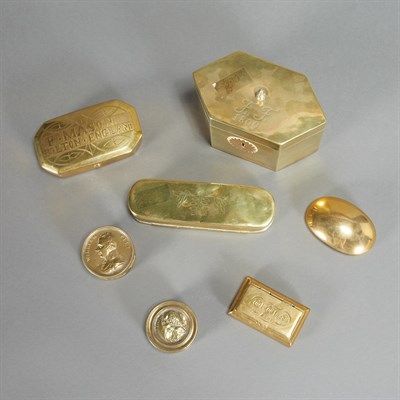 Lot 195 - Group of Brass Boxes Primarily 19th century...