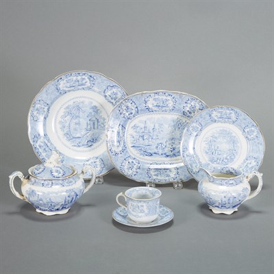 Lot 201 - Ridgway Blue and White Transfer Decorated...