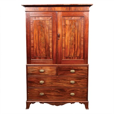 Lot 421 - George III Style Mahogany Linen Press Height 7...