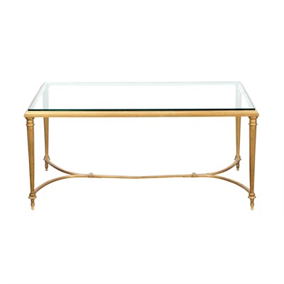 Lot 434 - Glass Top Gilt-Bronze Low Table Height 16 3/4...