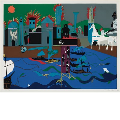 Lot 9 - Romare Bearden THE FALL OF TROY (G./R. 45)...
