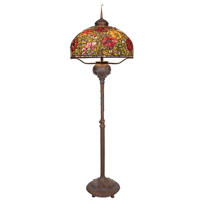 Lot 415 - Tiffany Style Bronze Patinated-Metal and...