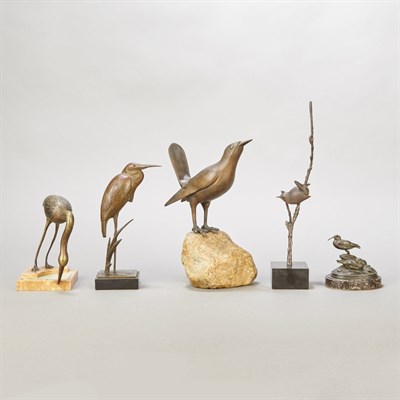 Lot 513 - Group of Eight Bird Themed Bronzes Comprising...