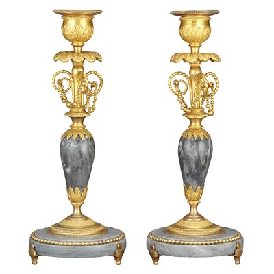 Lot 468A - Pair of Continental Gilt-Bronze Mounted Gray...