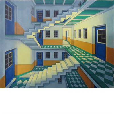 Lot 39 - Yacov Gabay Israeli, b. 1937 Interior Signed...