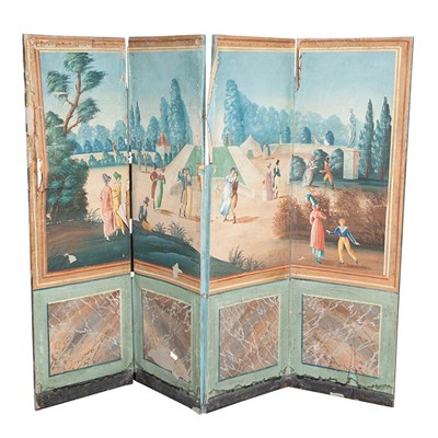 Lot 186 - French Papier Peinte Four-Fold Screen...
