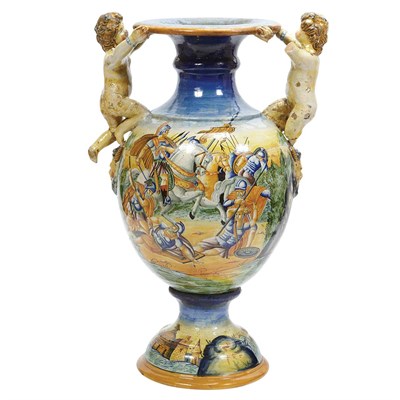 Lot 462 - Italian Majolica Vase With two handles in the...