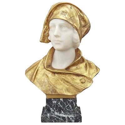 Lot 407 - Italian Art Deco Gilt-Bronze and Alabaster...