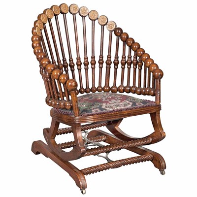 Lot 437 - Pair of George Hunzinger Oak Platform Rocking...