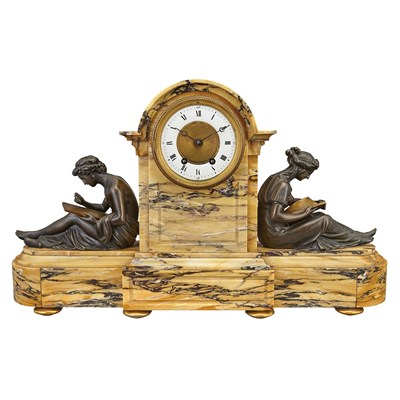 Lot 133 - Louis XVI Style Bronze and Marble Mantel Clock...