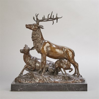 Lot 531 - Bronze Group of Three Deer After a model by...