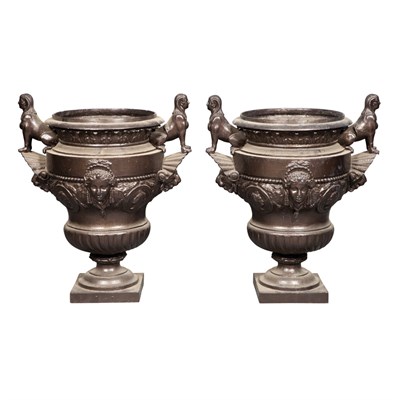 Lot 186 - Pair of Neoclassical Style Painted Cast Iron...