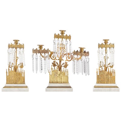 Lot 194 - Gothic Style Gilt-Metal and White Marble...